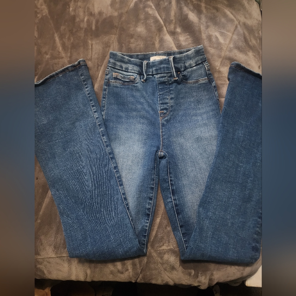 Good American Blue Flare Wide Leg Jeans